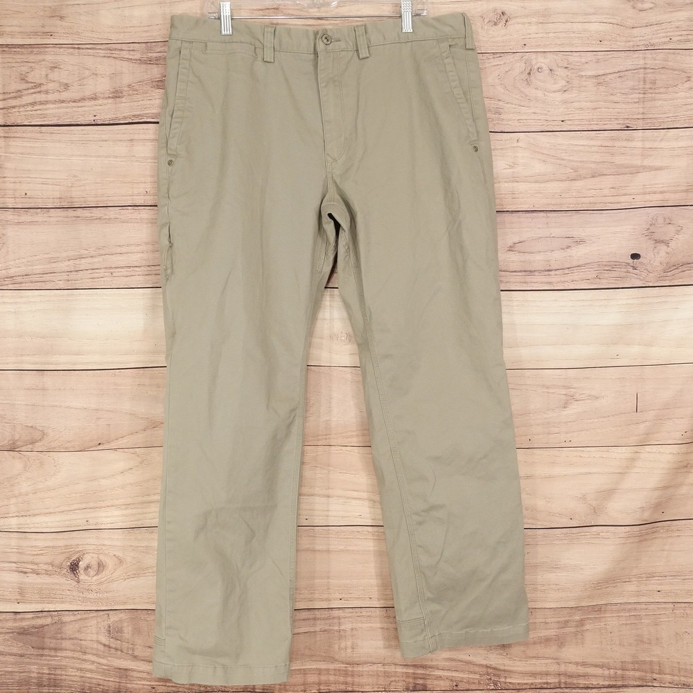 Duluth Trading Co Flex Ballroom Khakis Pants Mens 38x32 Beige Slim Fit